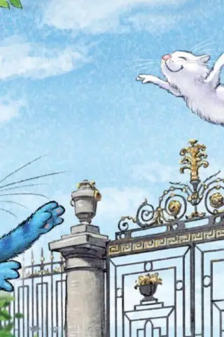 Postcard. Blue cats. I'm flying!