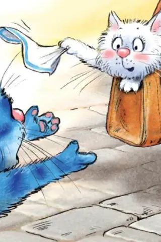 Postcard. Blue Cats. Farewell