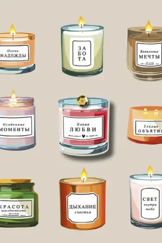 Postcard. Candles with wishes.