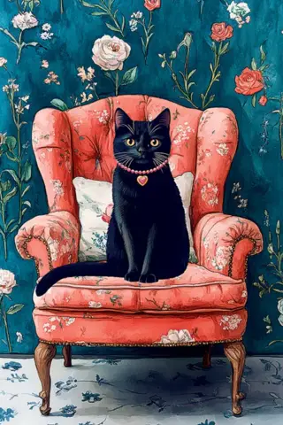 Postcard. Cat in a chair