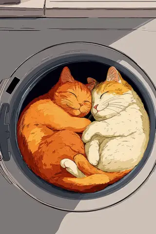Postcard. Cats in a Drum
