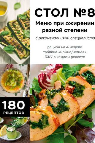8. galds. Ēdienkarte dažādiem aptaukošanās līmeņiem. Ar speciālistu ieteikumiem.