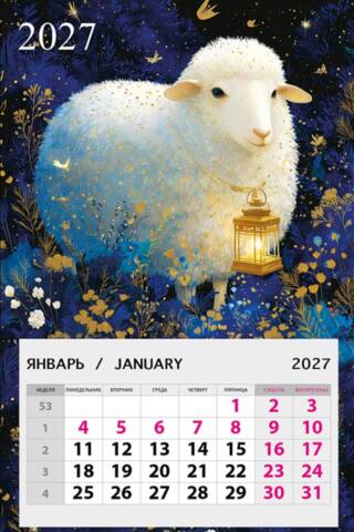 Sheep with a Lantern. Magnetic Tear-Off Calendar for 2027