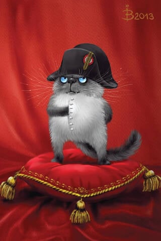 Postcard. Blue cats. Napoleon the cat.