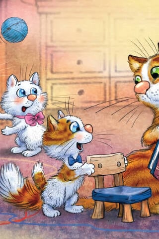 Postcard. Blue Cats. Bedtime Stories.