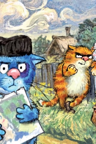 Postcard. Blue Cats. Van Gogh's Cat.