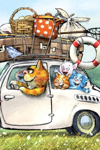 Postcard. Blue cats. A fun move.