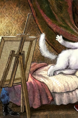 Postcard. Blue Cats. Portrait. An Artist's View.