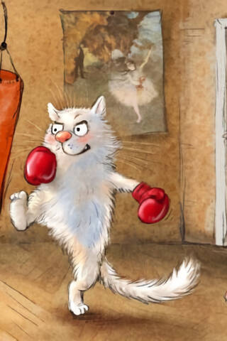 Postcard. Blue cats. Boxing