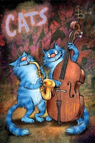 Postcard. Blue Cats. Jazz Duet