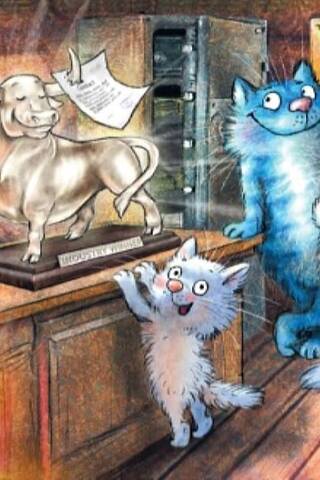 Postcard. Blue cats. New Year's prize.