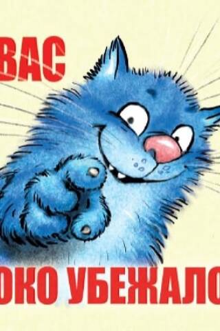 Postcard. Blue cats. Your milk has boiled over!