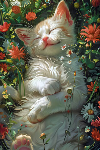 Money envelope. Cat in the grass.