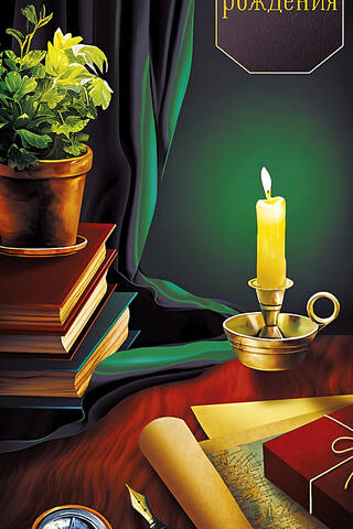 An envelope for money. On a birthday. A candle on the table.