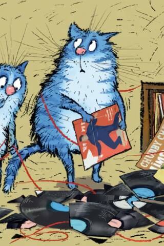 Postcard. Blue Cats. Rock 'n' Roll.