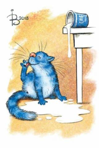 Postcard. Blue cats. Life is good!