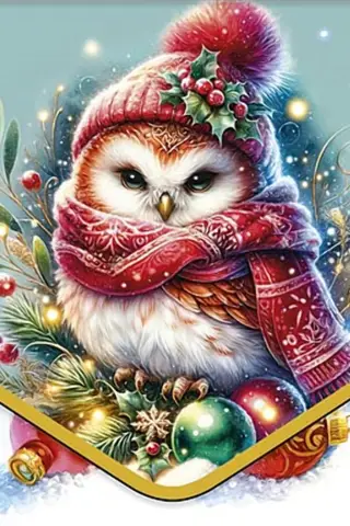 Money envelope. Owl in a red hat and scarf.