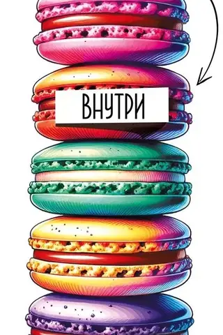 Money envelope. Filling inside. Macaroons.