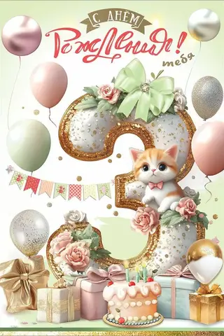 Postcard. Happy Birthday to you! 3 years old!