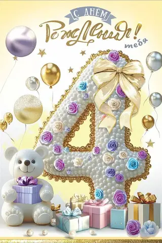 Postcard. Happy birthday to you! 4 years old!