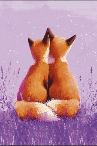 Postcard. Two foxes.