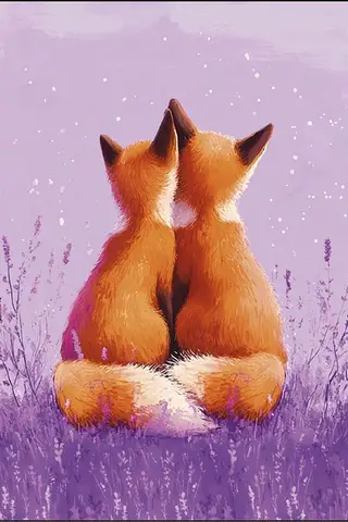 Открытка. Две лисички
