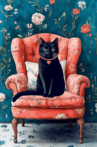 Postcard. Cat in a chair