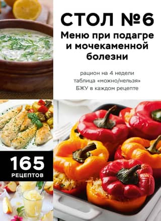 Diet #6. Gout and Urolithiasis Menu. With specialist recommendations.