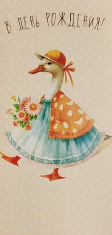 Money envelope. For a birthday. Duck in a sundress.