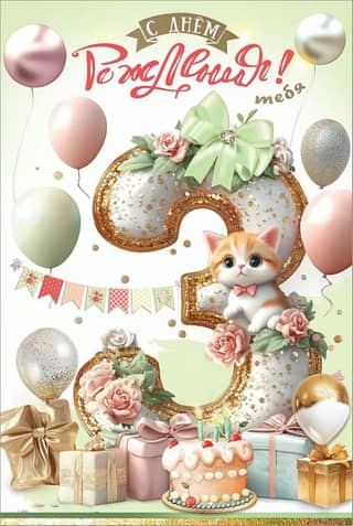 Postcard. Happy Birthday to you! 3 years old!