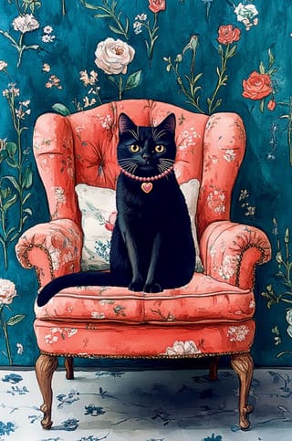 Открытка. Кот в кресле