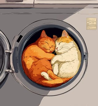 Открытка. Коты в барабане