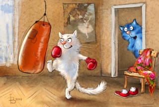 Открытка. Синие коты. Бокс