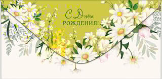 Конверт  для денег. С Днем Рождения! Ромашки