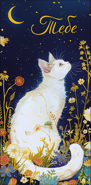 Конверт для денег. Тебе. Кошка под луной