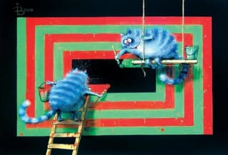 Открытка. Синие коты. Суперграфика