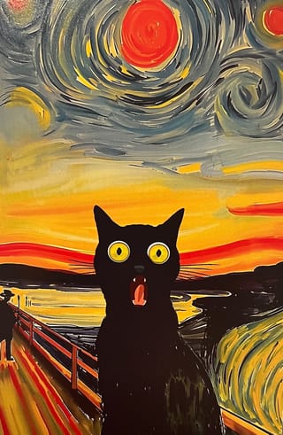 Открытка. Кричащий кот