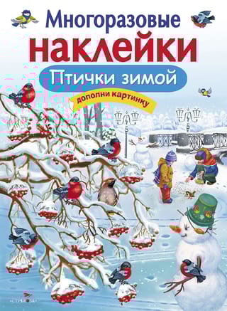 Многоразовые наклейки. Птички зимой