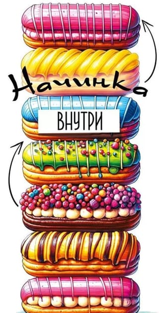 Конверт для денег. Начинка внутри. Эклеры