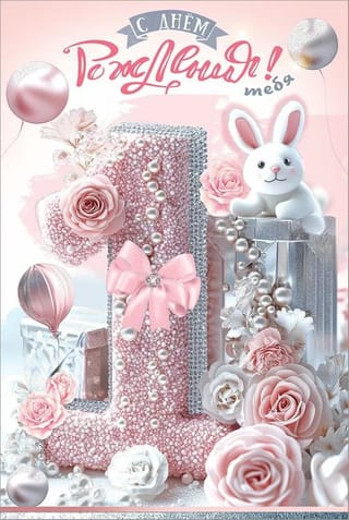 Открытка. С Днём рождения тебя! 1 годик