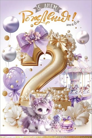 Открытка. С Днём рождения тебя! 2 года
