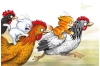 Открытка. Синие коты. Куриные бега