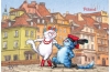 Открытка. Синие коты. Коты путешествуют. Польша