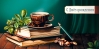 Конверт  для денег. С Днем Рождения! Чашка кофе с книгами