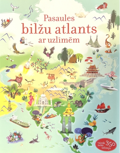 Pasaules bilžu  atlants ar uzlīmēm. Атлас с наклейками