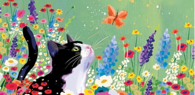 Конверт для денег. На маленькие радости. Кот с бабочкой