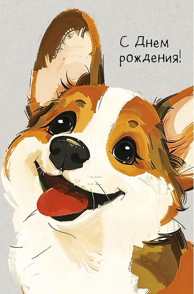 Открытка. С Днем Рождения! Щенок корги