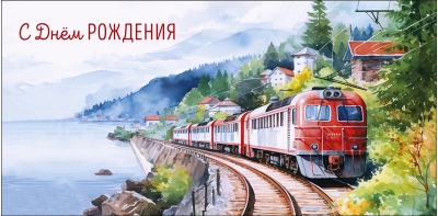 Конверт для денег. С Днем Рождения. Поезд