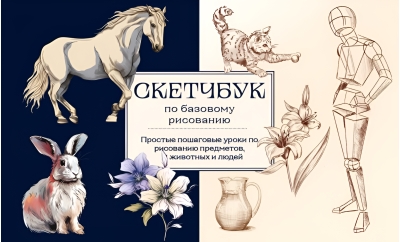Скетчбук по базовому рисованию. Простые пошаговые уроки по рисованию предметов, животных и людей
