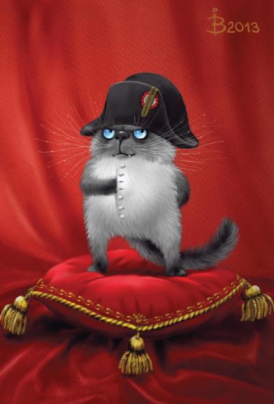 Открытка. Синие коты. Кот Наполеон